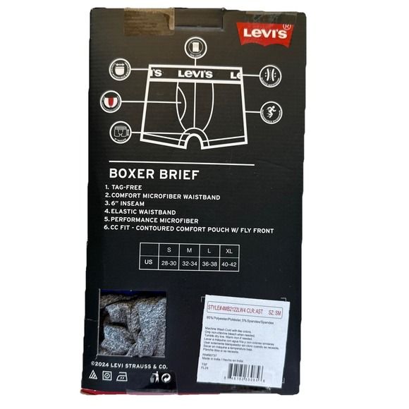 Levi's Boxer Brief Microfiber 4 Pack Contour Pouch Small 28-30 - Picture 5 of 5